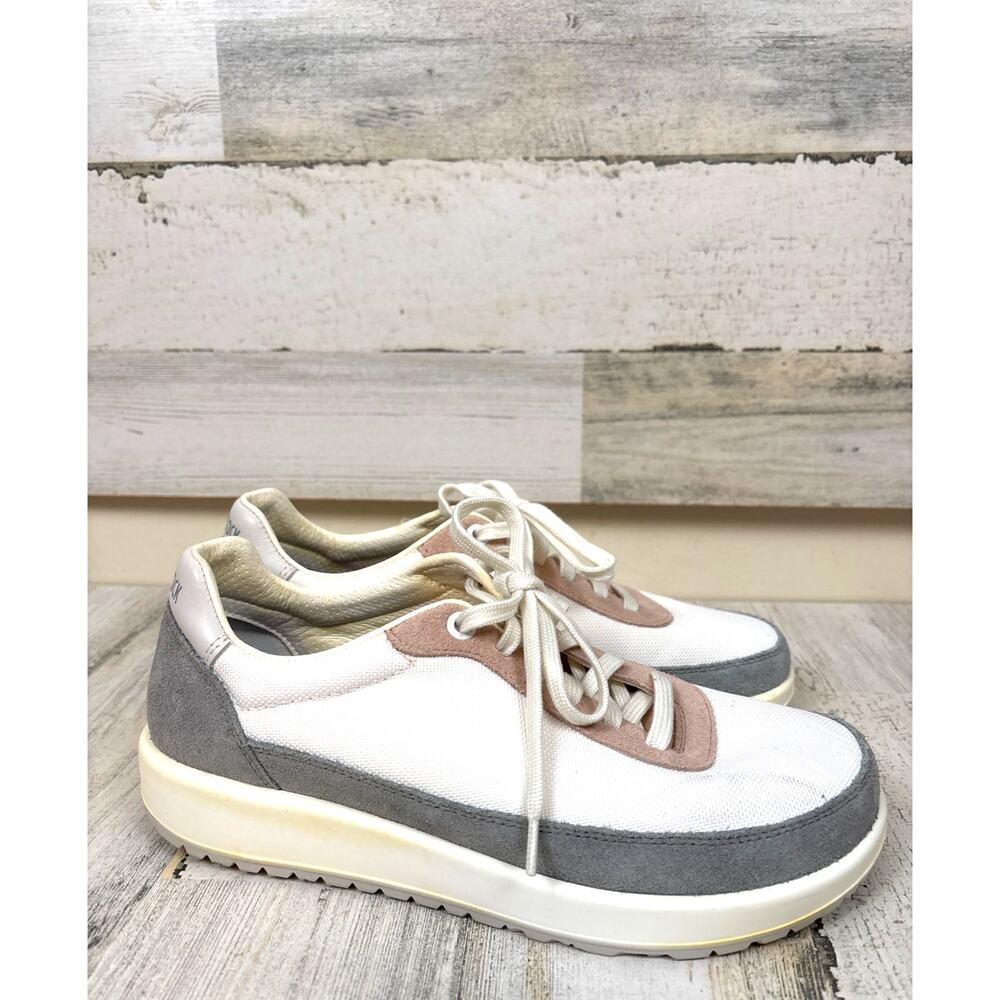 Birkenstock Womens 7 Honnef City Platform Sneakers Sage Leather Lace Up Casual